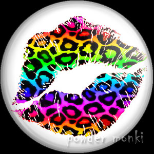 Rainbow Leopard Kiss - Retro 80's Badge/Magnet - Click Image to Close