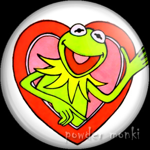 Kermit - Retro Muppets Valentine Badge/Magnet