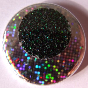 Hologram & Dark Green Glitter 25mm Button Badge
