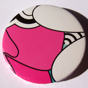 White Black Pink Bold Floral 45mm Badge