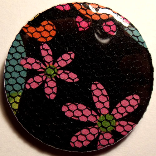 Black Pink Bright Floral Net 38mm Badge