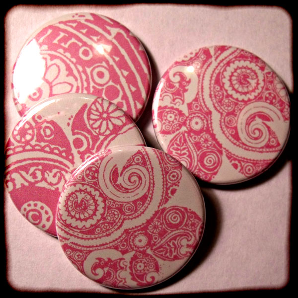 Light Pink Abstract Floral Paisley 25mm Button Badge
