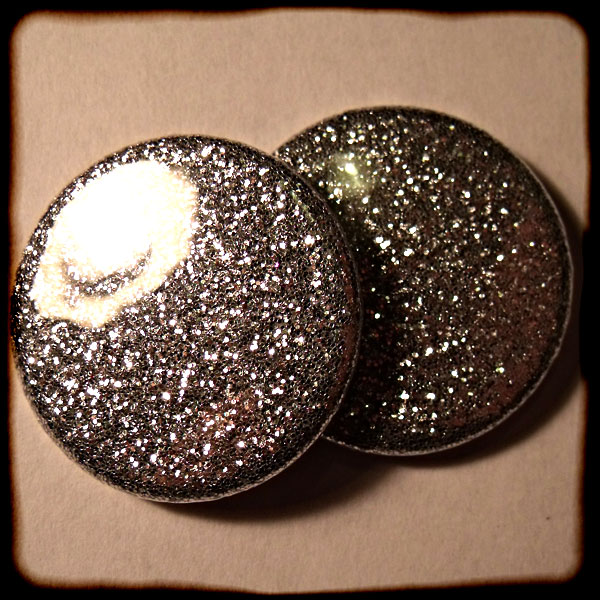 Silver Sparkly Glitter Badges - 3 Sizes