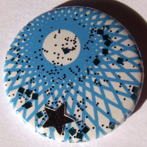 Blue & White Stars Spirograph 25mm Button Badge
