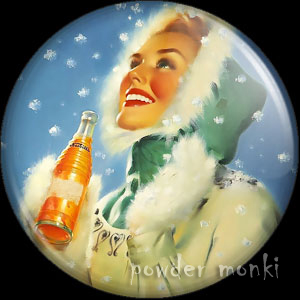 Runci "Nesbitt Orange Soda Ad" - Pin-Up Girl Badge/Magnet 2