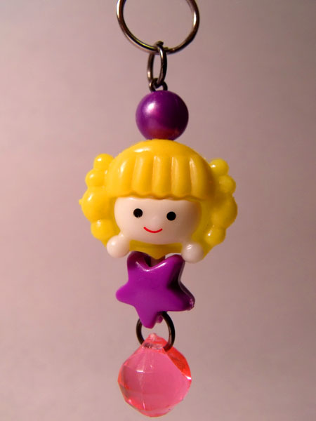 Cute Girl Yellow & Purple Kawaii Key/Bag Charm - Click Image to Close