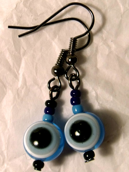 Blue Evil Eye Earrings - Click Image to Close