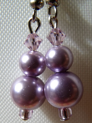 Purple Lilac Pearly Earrings - Click Image to Close