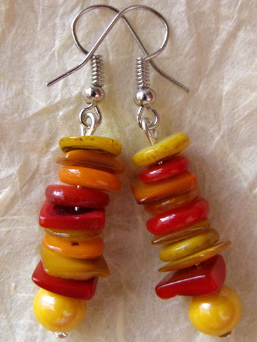 Red, Orange & Yellow Shell Earrings