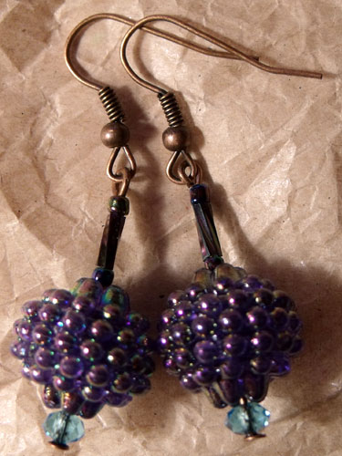 Purple/Blue Iridescent Berry Earrings - Click Image to Close