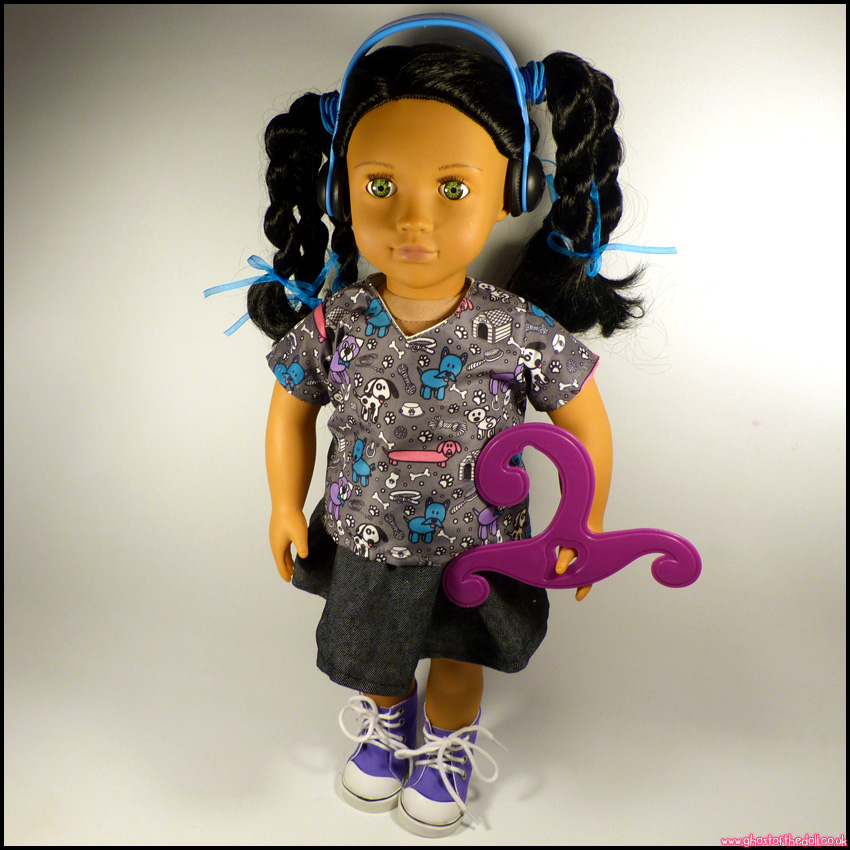 OUR GENERATION Black TALITA 18" Doll Shirt Skirt Shoes Headphones OUTFIT