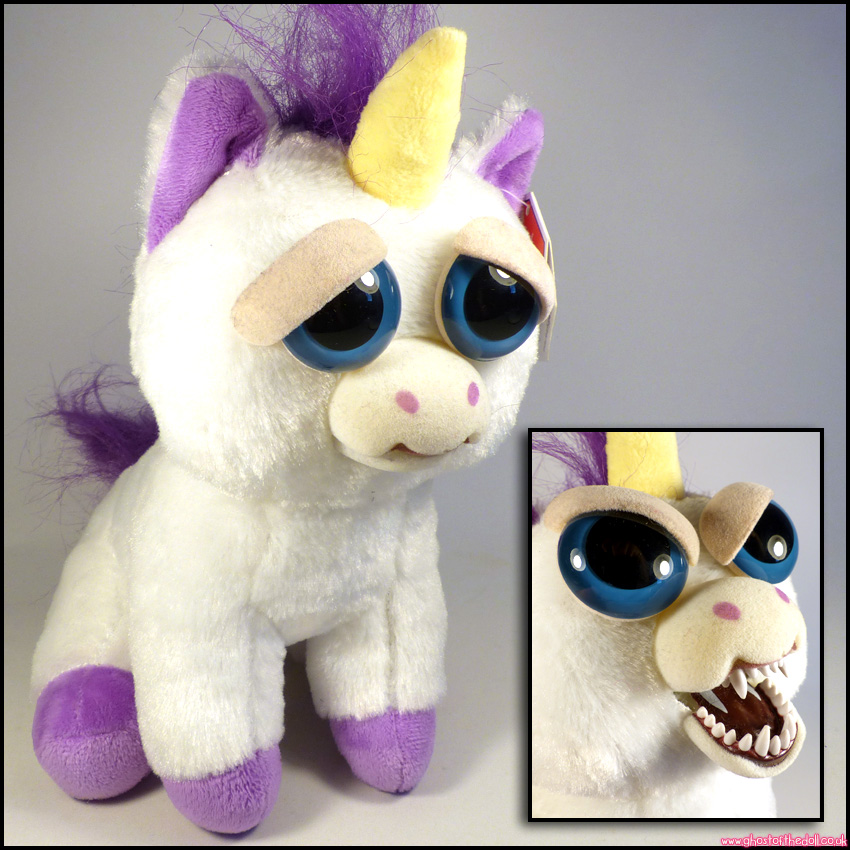 FEISTY PETS Unicorn GLENDA GLITTERPOOP 9" Plush White/Purple + Tag (2015)