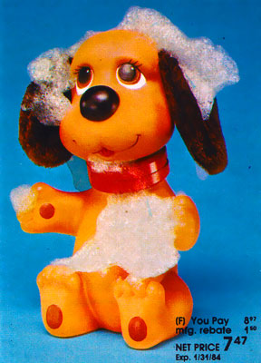 VINTAGE 1982 RUB-A-DUB DOGGIE BATH TOY FROM IDEAL CBS INC. NO. B-102 PUPPY  DOG