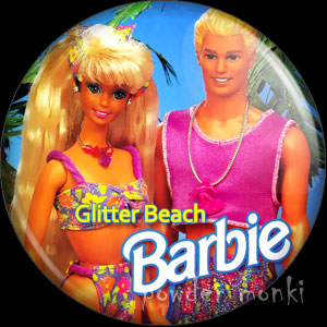Glitter Beach Barbie & Ken - Badge/Magnet - Click Image to Close