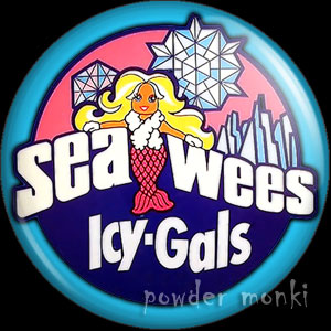 Sea Wees "Icy-Gals" Logo - Retro Toy Badge/Magnet - Click Image to Close