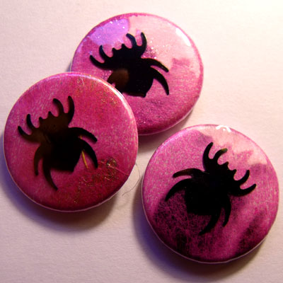 Neon Pink Spider Badge - Click Image to Close