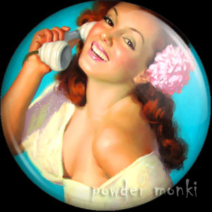 Moran "Next Time" - Pin-Up Girl Badge/Magnet - Click Image to Close