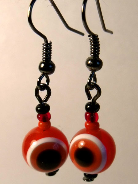 Red Evil Eye Earrings - Click Image to Close