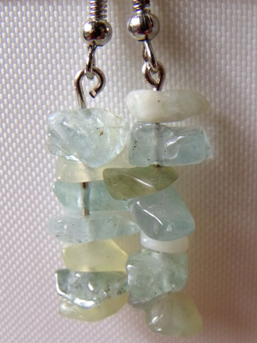 Pale Green Glass Chip Earrings