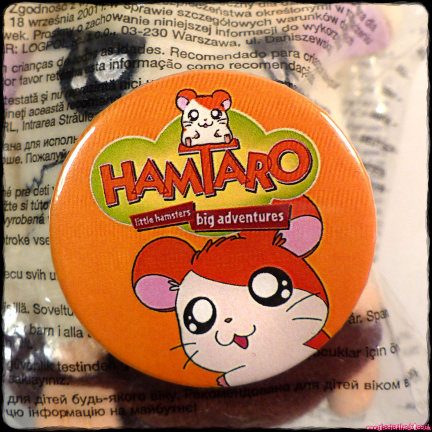 HAMTARO Plush Hamster + FREE BADGE! (McDonalds 2000) MIP - Click Image to Close