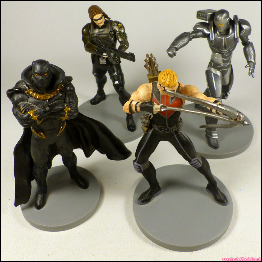 Marvel AVENGERS 4x Figures 4" BLACK PANTHER Hawkeye WAR MACHINE Winter Soldier